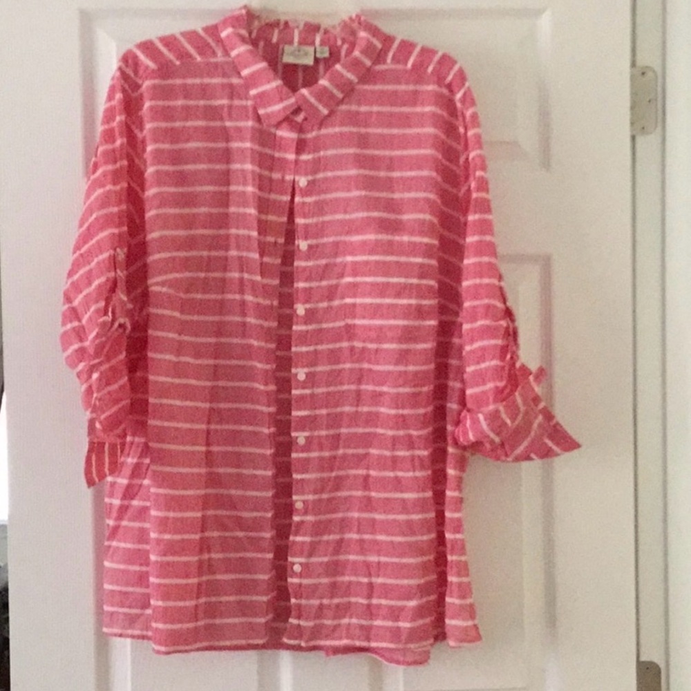 St. John's Bay Red and White Striped Shirt